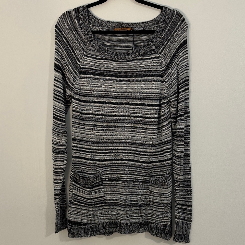 NWT Black and White Striped Women’s Knit Sweater - Large